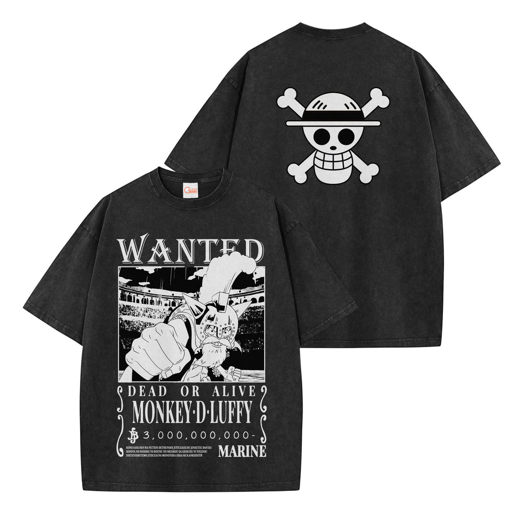 Luffy Dressrosa Arc Wanted Washed T-shirt Vintage Style