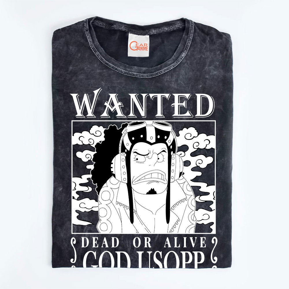 Usopp Wanted Washed T-shirt Vintage Style