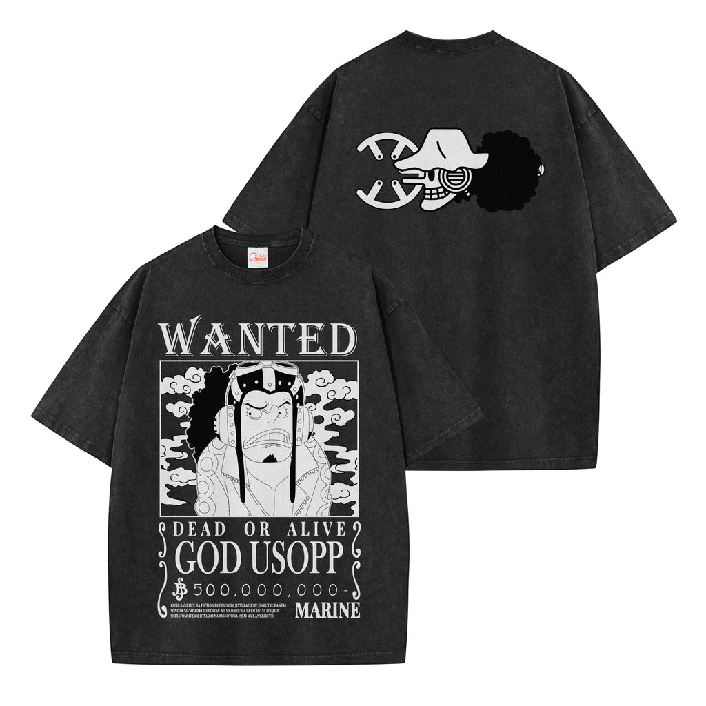 Usopp Wanted Washed T-shirt Vintage Style