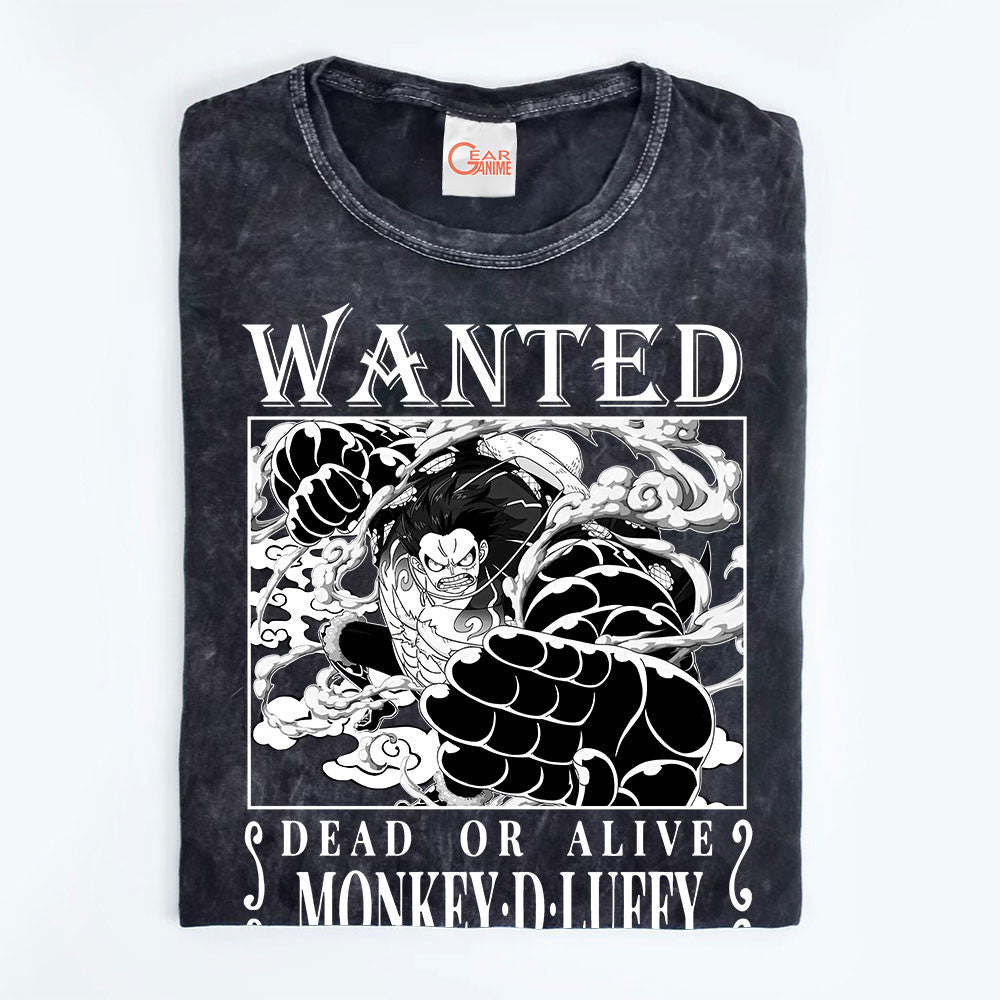 Luffy Gear 4 Wanted Washed T-shirt Vintage Style