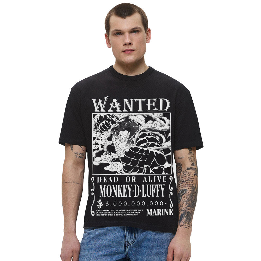 Luffy Gear 4 Wanted Washed T-shirt Vintage Style