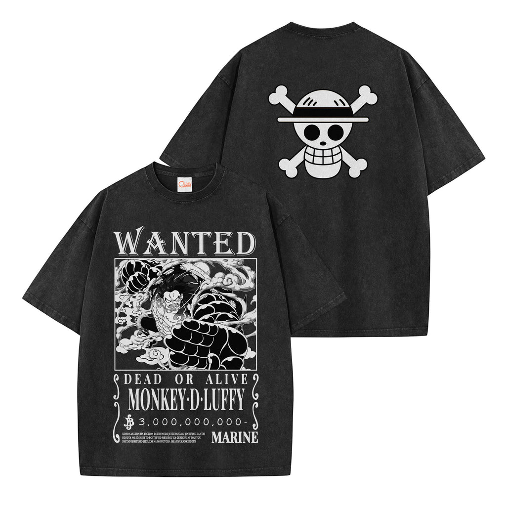 Luffy Gear 4 Wanted Washed T-shirt Vintage Style