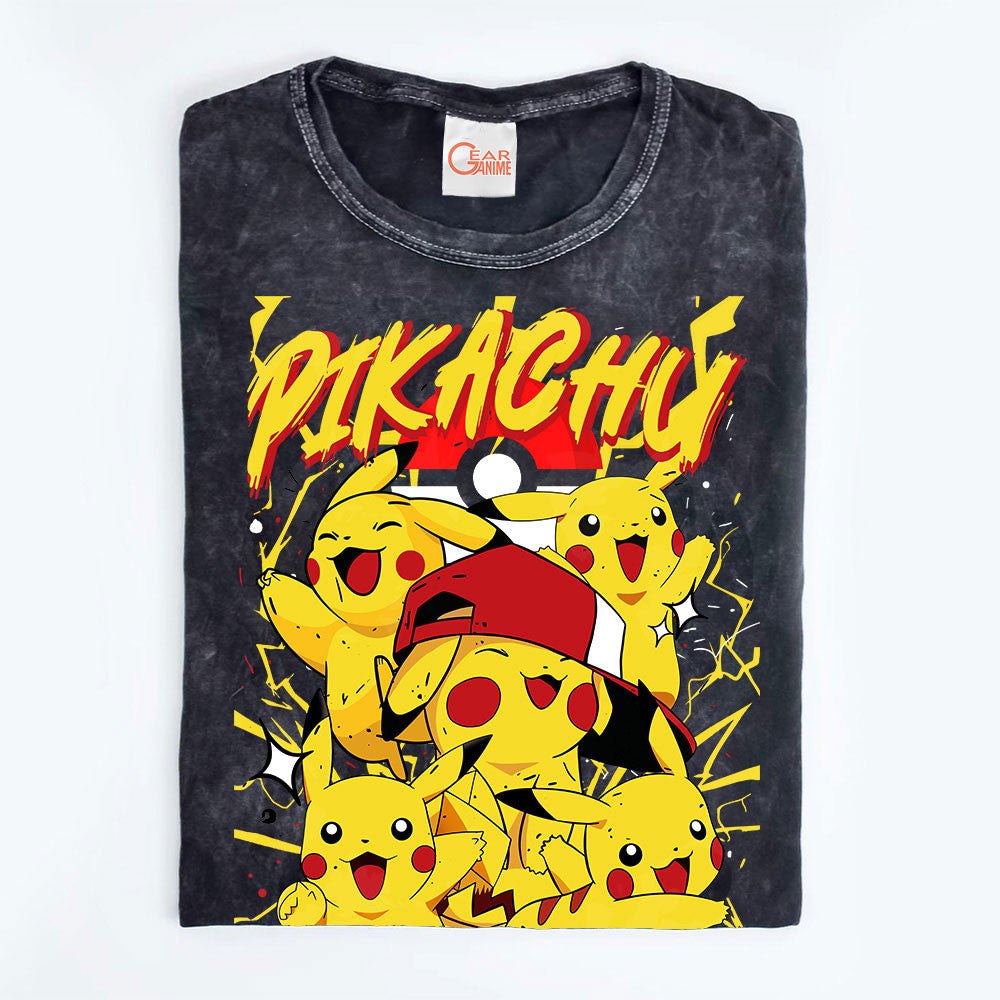 Pikachu Washed T-shirt Vintage Style