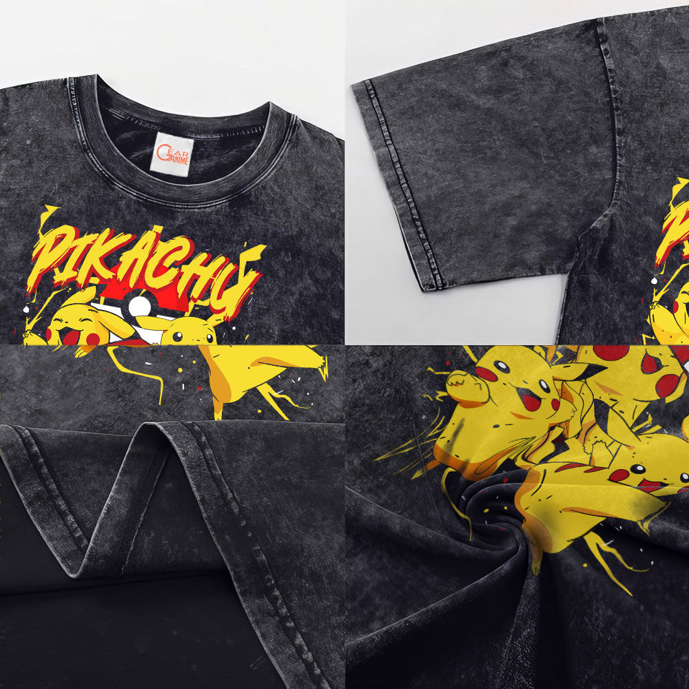 Pikachu Washed T-shirt Vintage Style
