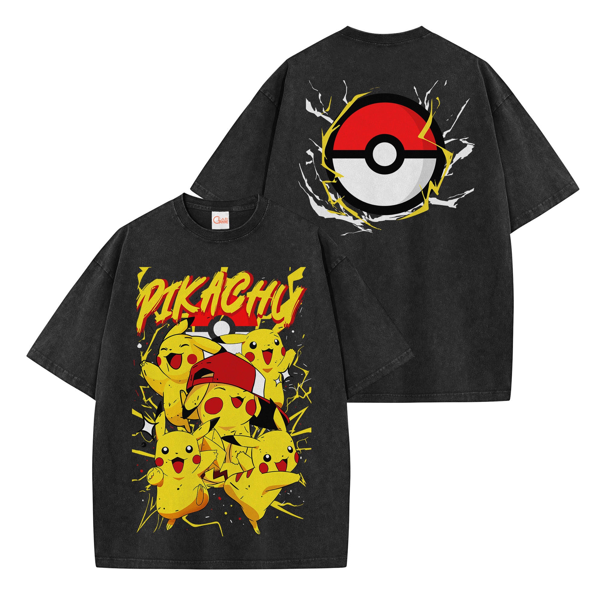 Pikachu Washed T-shirt Vintage Style