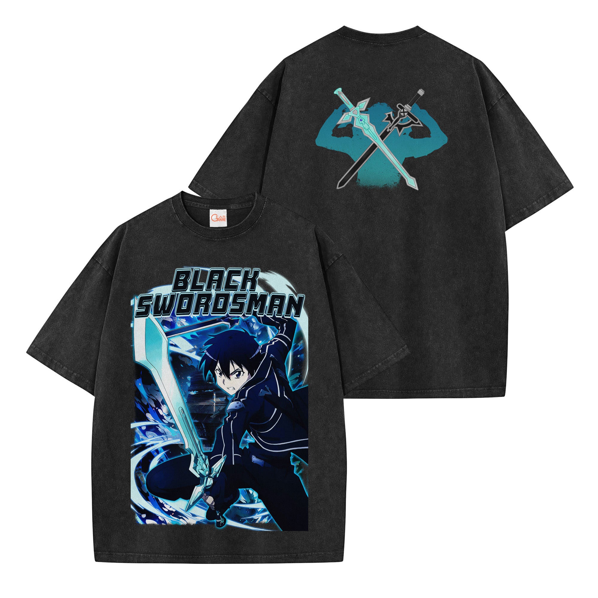 Kirito Black Swordsman Washed T-shirt Vintage Style