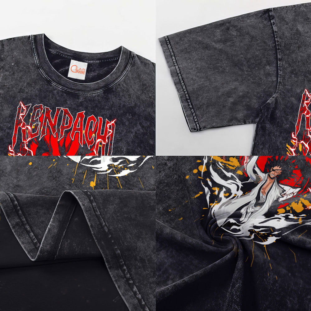 Kenpachi Zaraki Washed T-shirt Vintage Style