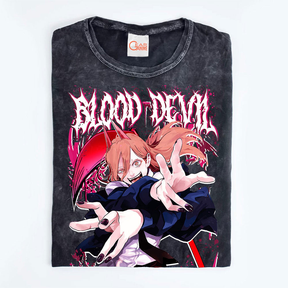 Power Blood Devil Washed T-shirt Vintage Style