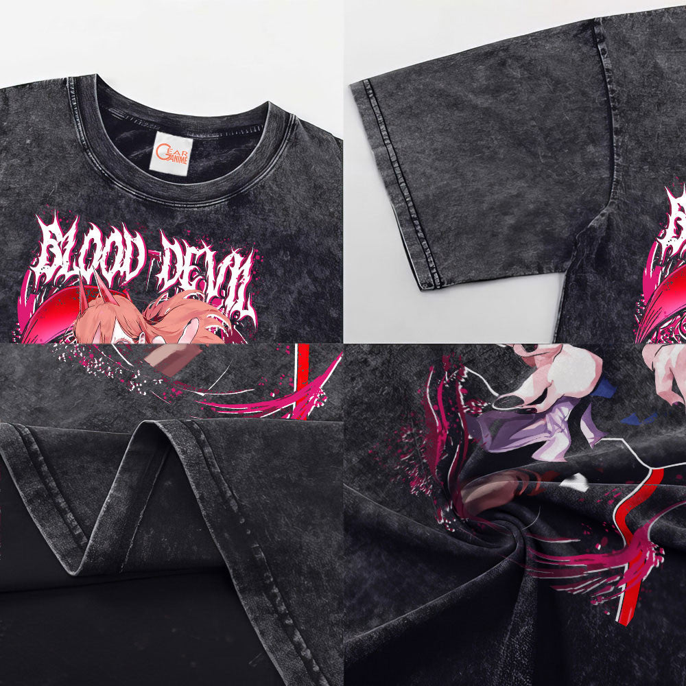 Power Blood Devil Washed T-shirt Vintage Style