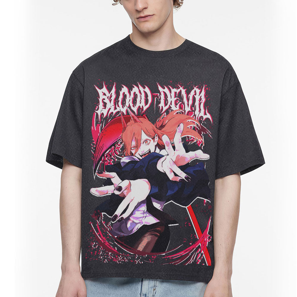 Power Blood Devil Washed T-shirt Vintage Style