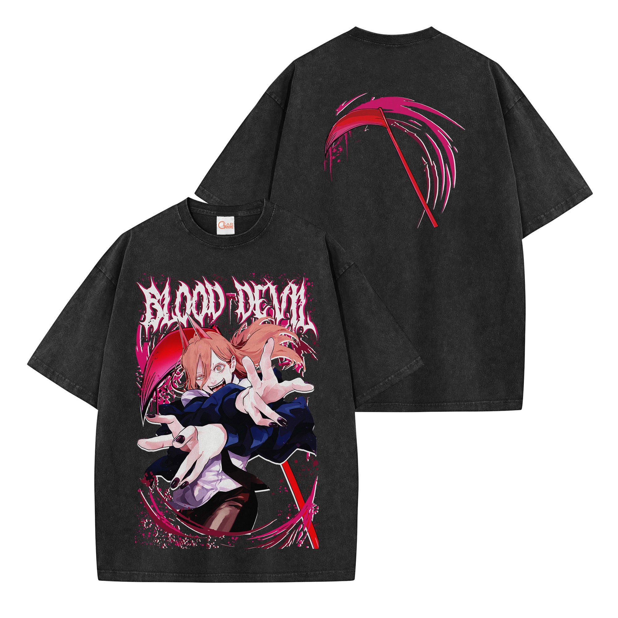 Power Blood Devil Washed T-shirt Vintage Style