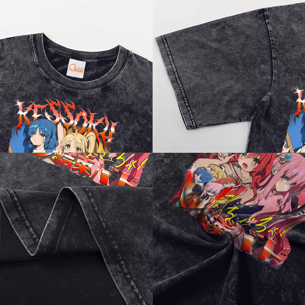Kessoku Band Washed T-shirt Vintage Style