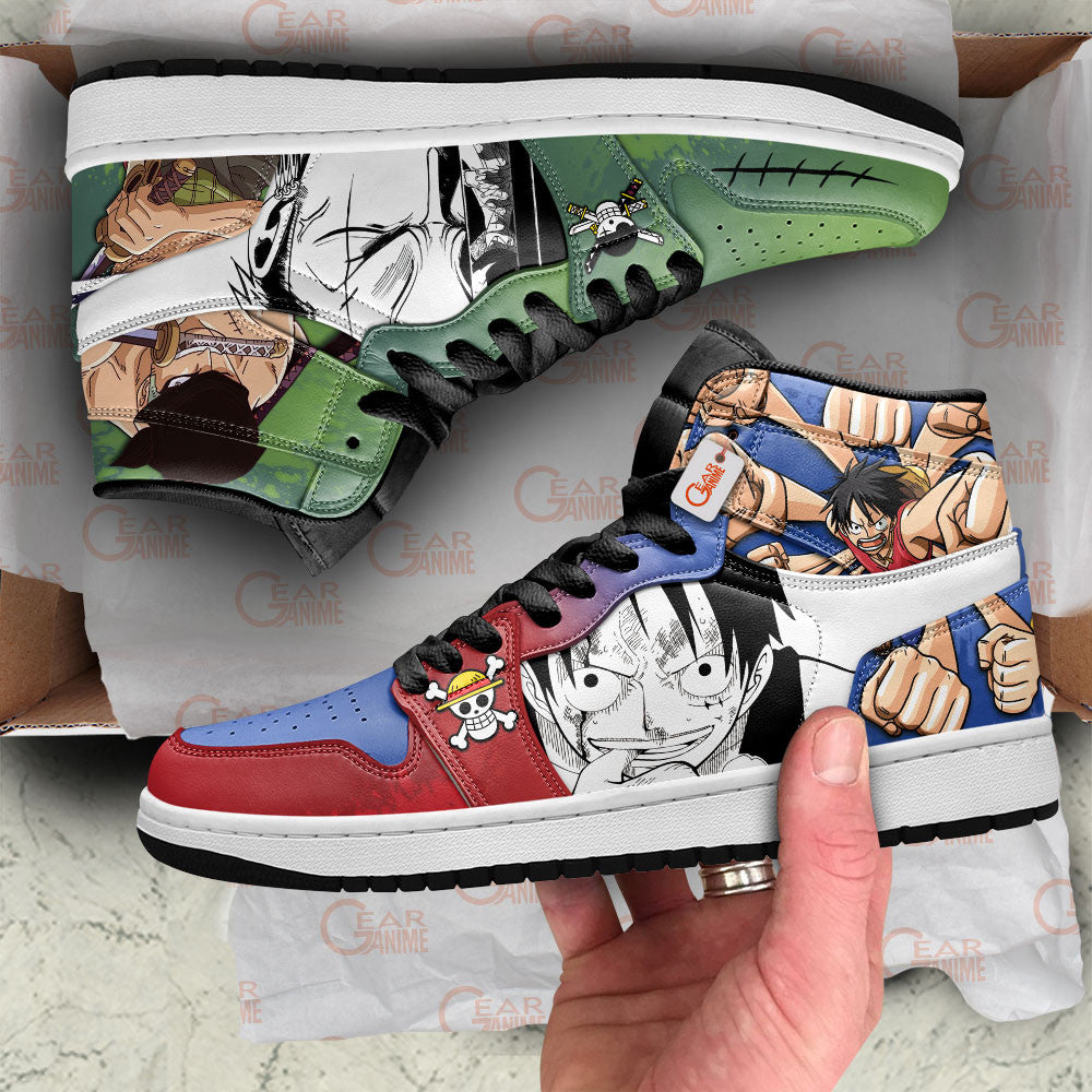 Luffy & Zoro Straw Hat Pirates Custom High-Top Sneakers