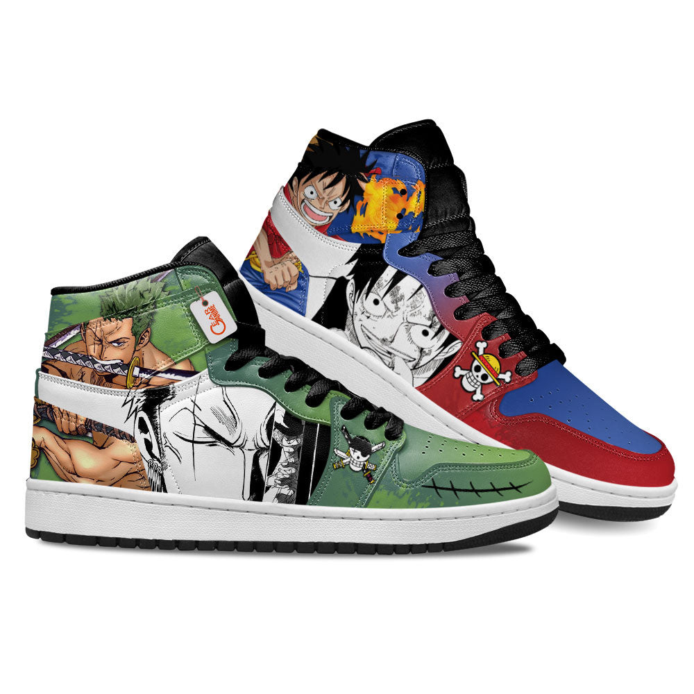 Luffy & Zoro Straw Hat Pirates Custom High-Top Sneakers