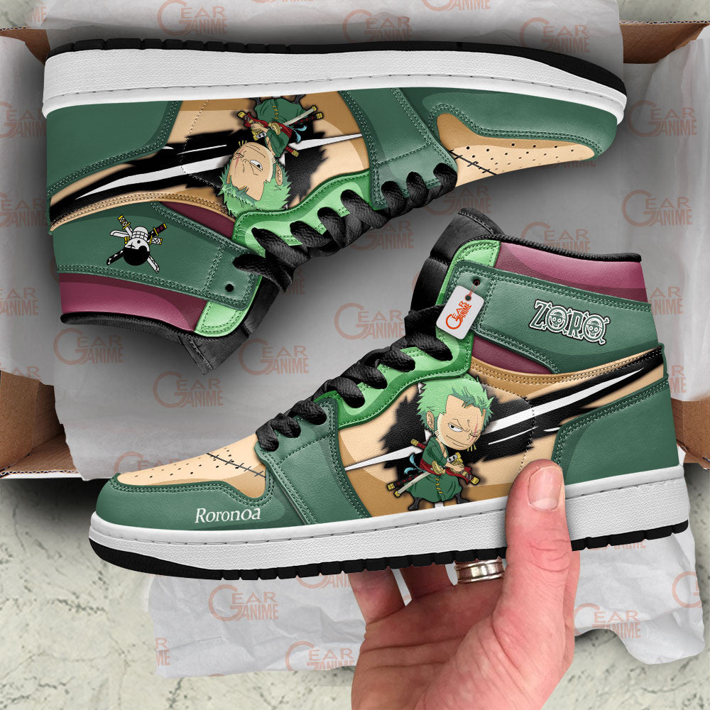 Roronoa Zoro High-Top Sneakers Chibi Style Custom Name