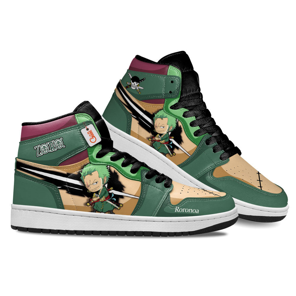 Roronoa Zoro High-Top Sneakers Chibi Style Custom Name