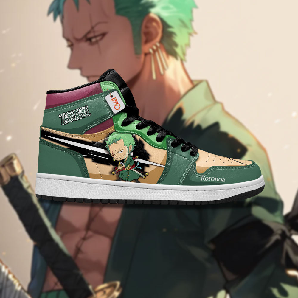 Roronoa Zoro High-Top Sneakers Chibi Style Custom Name