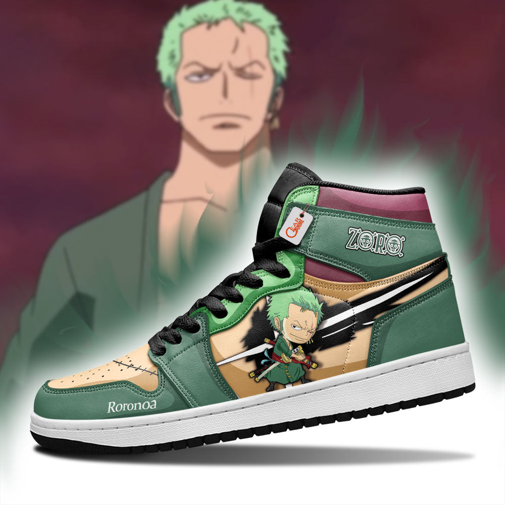 Roronoa Zoro High-Top Sneakers Chibi Style Custom Name