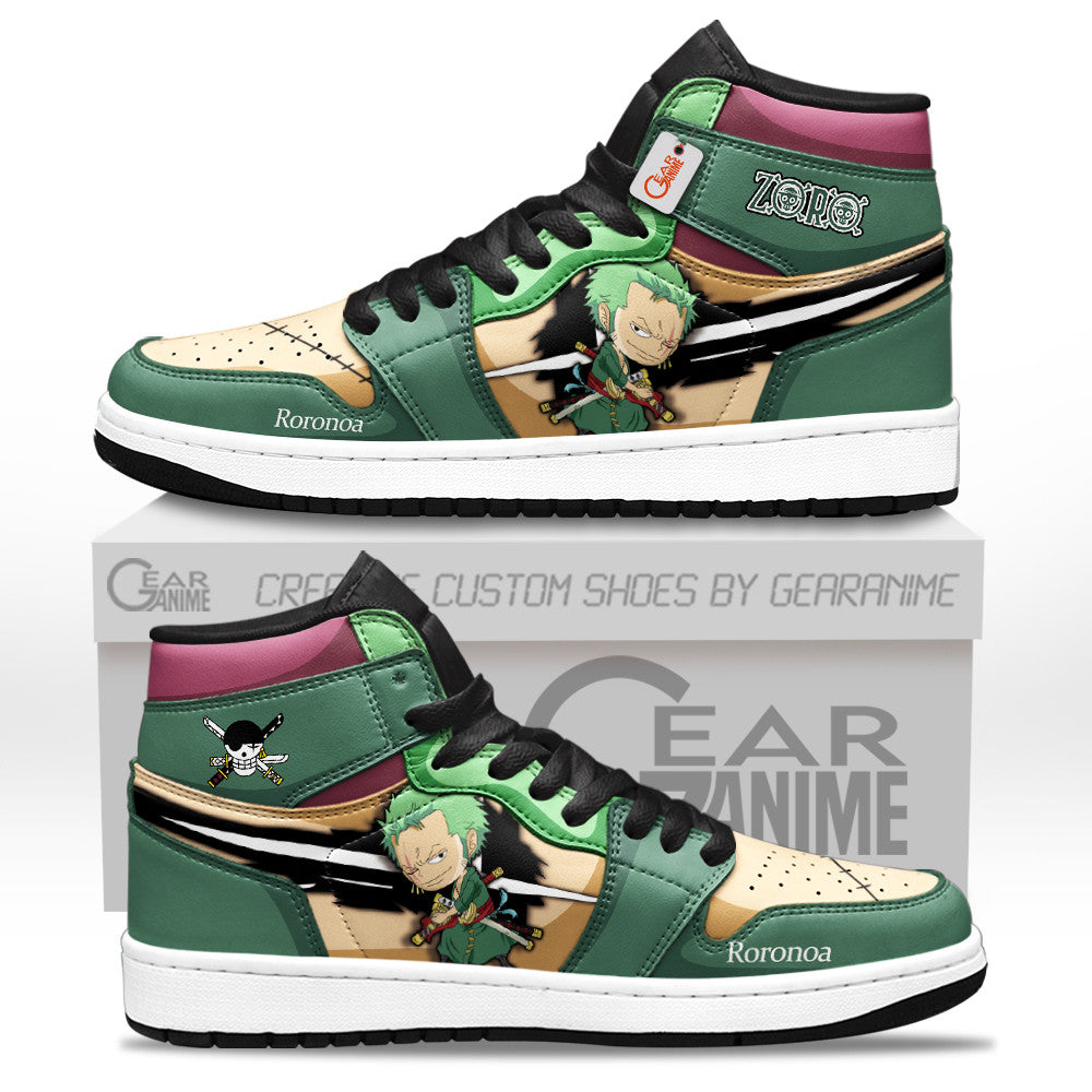 Roronoa Zoro High-Top Sneakers Chibi Style Custom Name