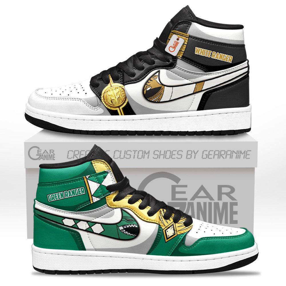 Green Ranger x White Ranger High-Top Sneakers Custom Name