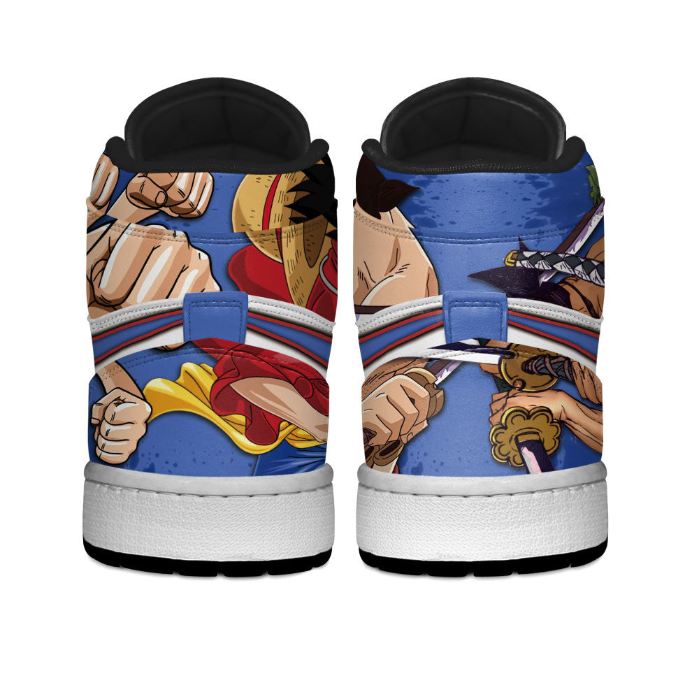 Luffy and Zoro Custom High-Top Sneakers Manga Style