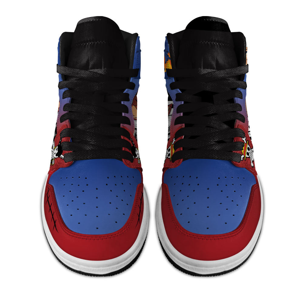 Luffy and Zoro Custom High-Top Sneakers Manga Style