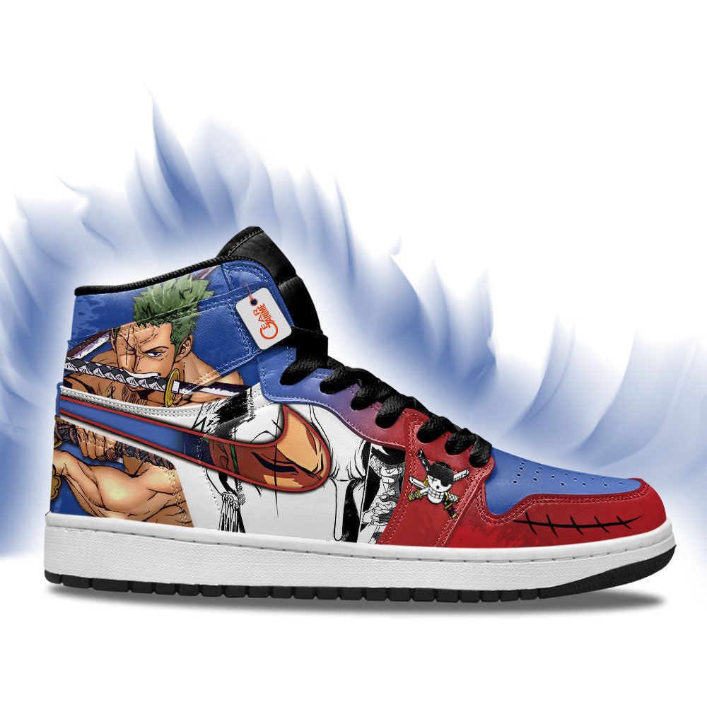 Luffy and Zoro Custom High-Top Sneakers Manga Style