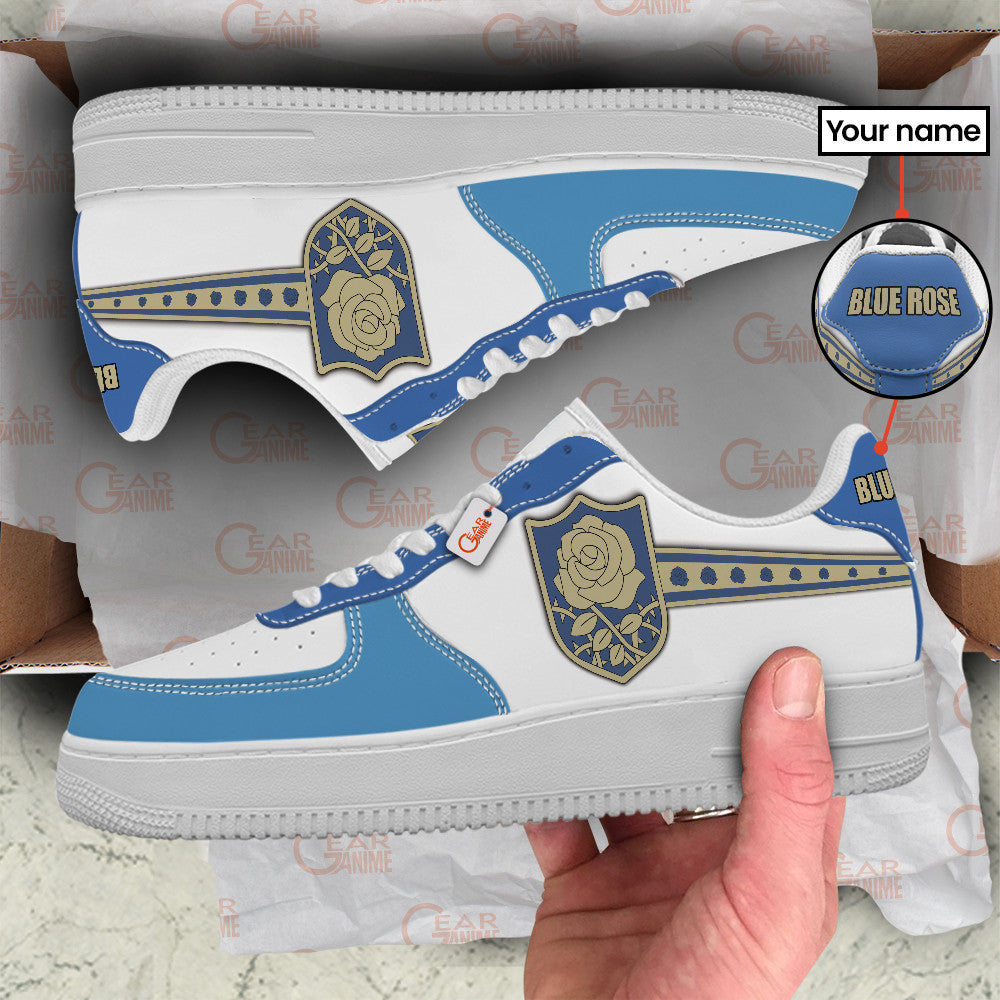 Black Blue Rose Personalized Low-Top Sneakers