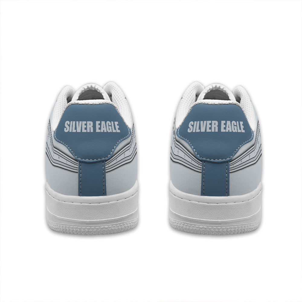 Black Silver Eagle Personalized Low-Top Sneakers