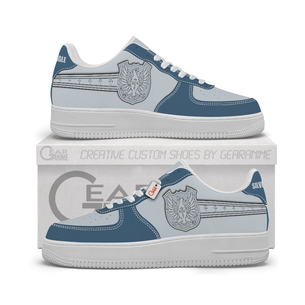 Black Silver Eagle Personalized Low-Top Sneakers