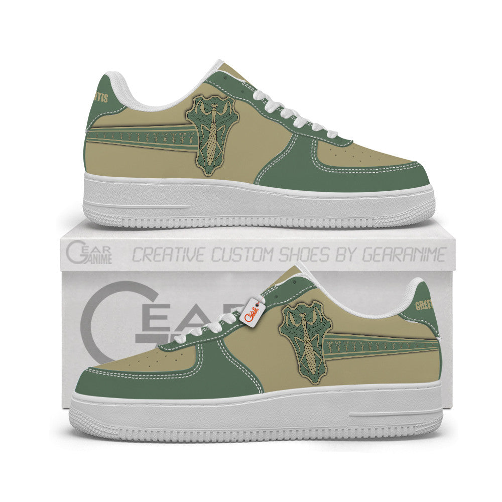 Black Green Mantis Personalized Low-Top Sneakers