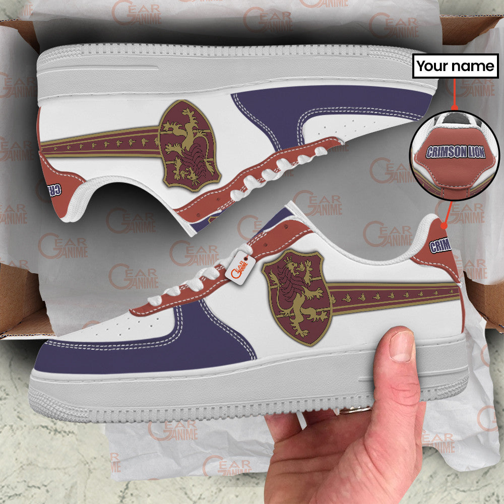 Black Crimson Lion Personalized Low-Top Sneakers