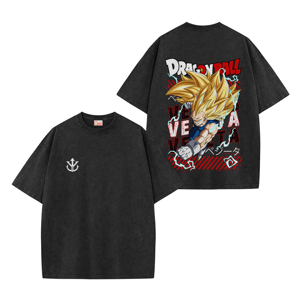 Dragon Ball Vegeta Super Saiyan 3 Vintage Washed T-Shirt