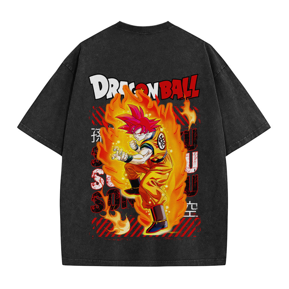 Dragon Ball Goku Super Saiyan God Vintage Washed T-Shirt