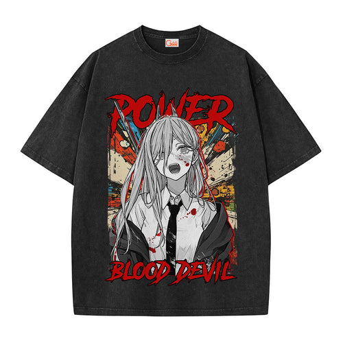 Chainsaw Man Power Blood Devil Vintage Washed T-Shirt
