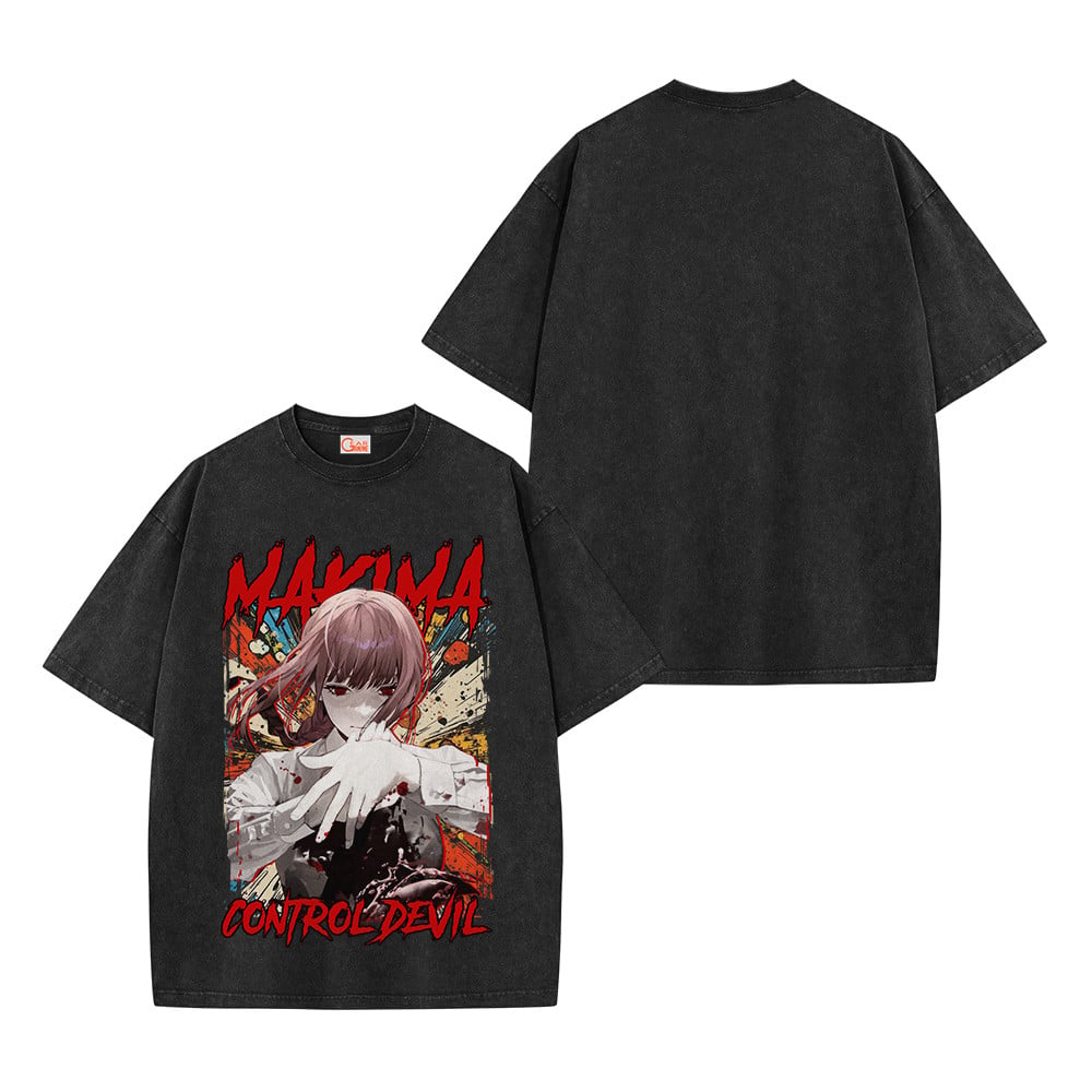 Chainsaw Man Makima Control Devil Vintage Washed T-Shirt
