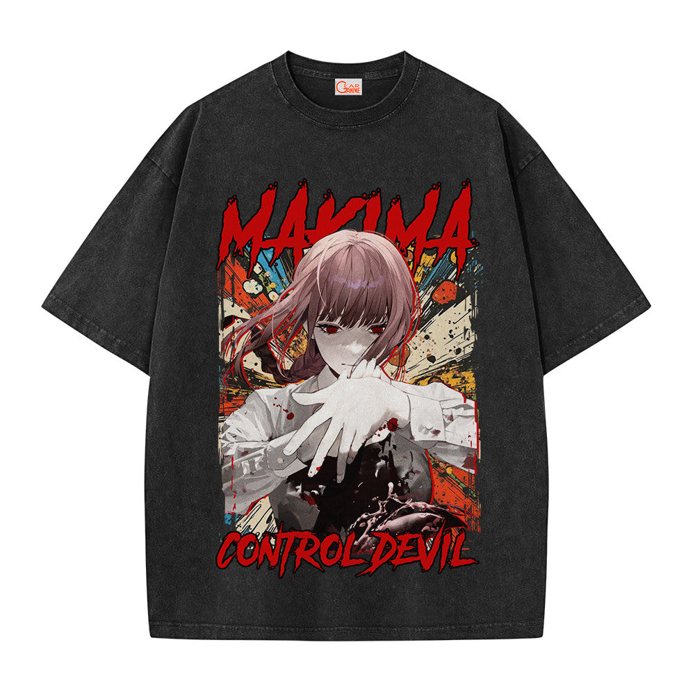Chainsaw Man Makima Control Devil Vintage Washed T-Shirt