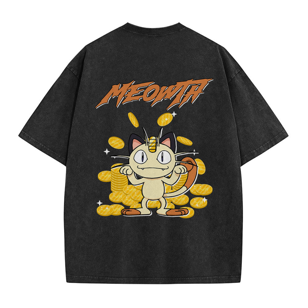Pokemon Personalized Meowth Vintage Washed T-Shirt