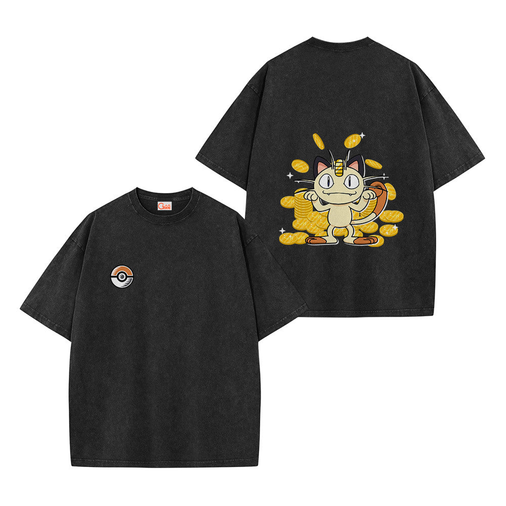 Pokemon Personalized Meowth Vintage Washed T-Shirt