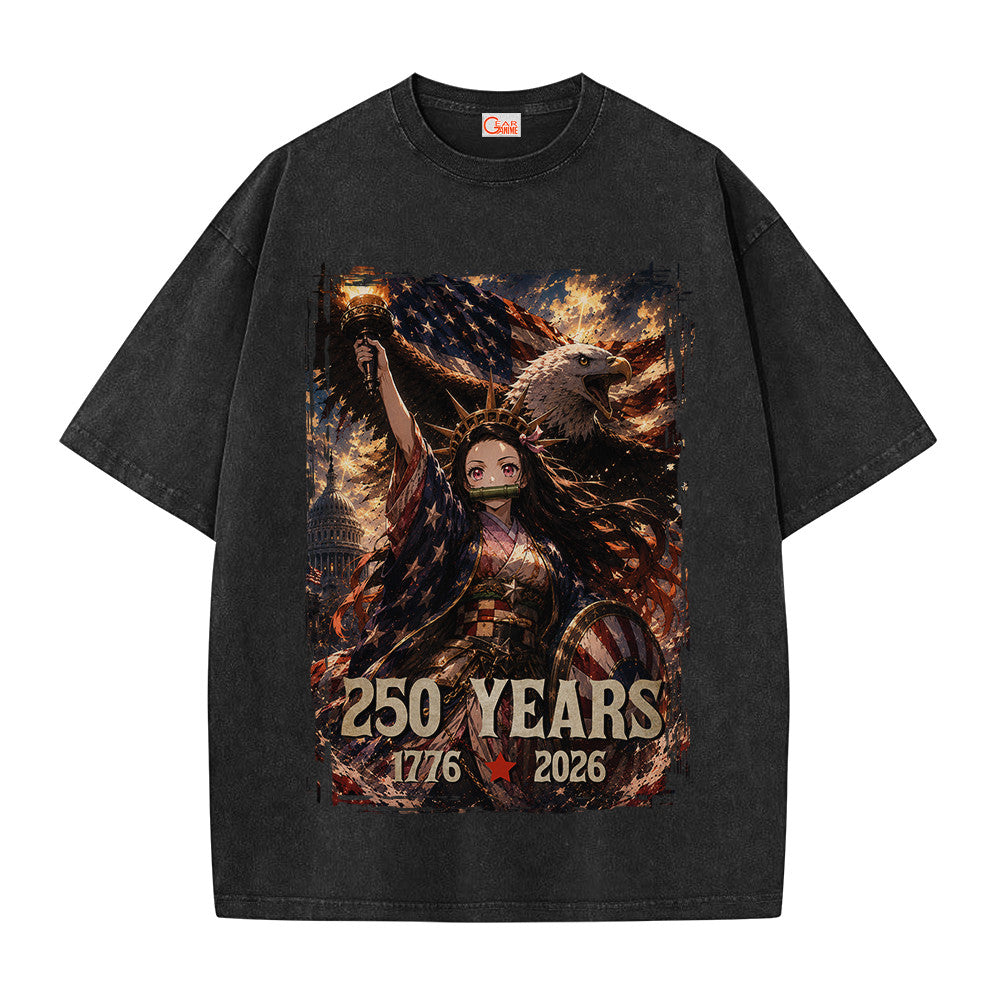 Nezuko Liberty USA 250 Years Washed T-shirt Vintage Style