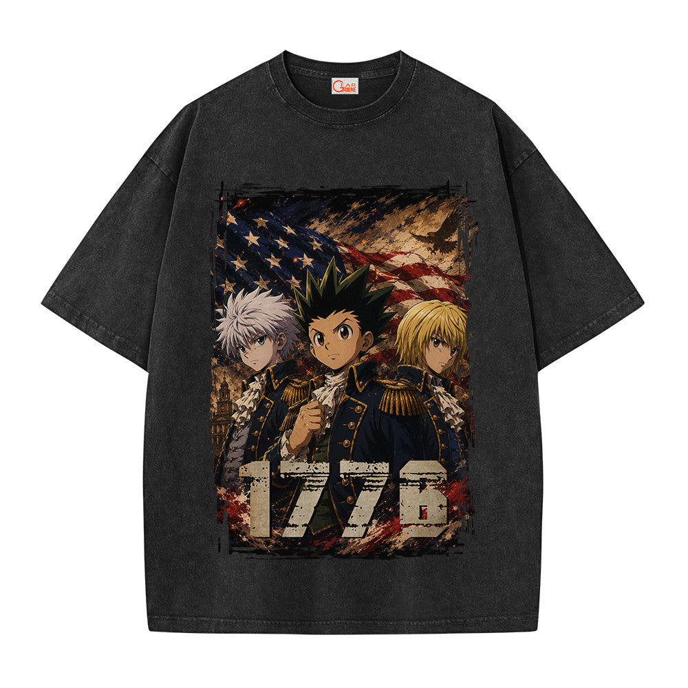 Killua Gon Kurapika USA 250 Years Washed T-shirt Vintage Style