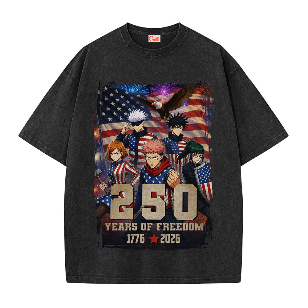 Jujutsu Kaisen USA 250 Years Washed T-shirt Vintage Style