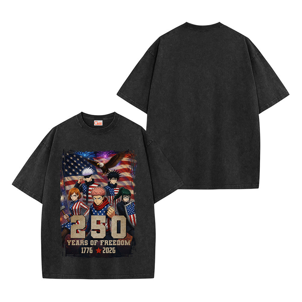 Jujutsu Kaisen USA 250 Years Washed T-shirt Vintage Style