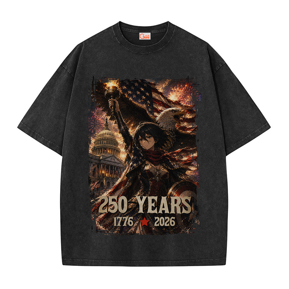 Mikasa Ackerman Liberty USA 250 Years Washed T-shirt Vintage Style